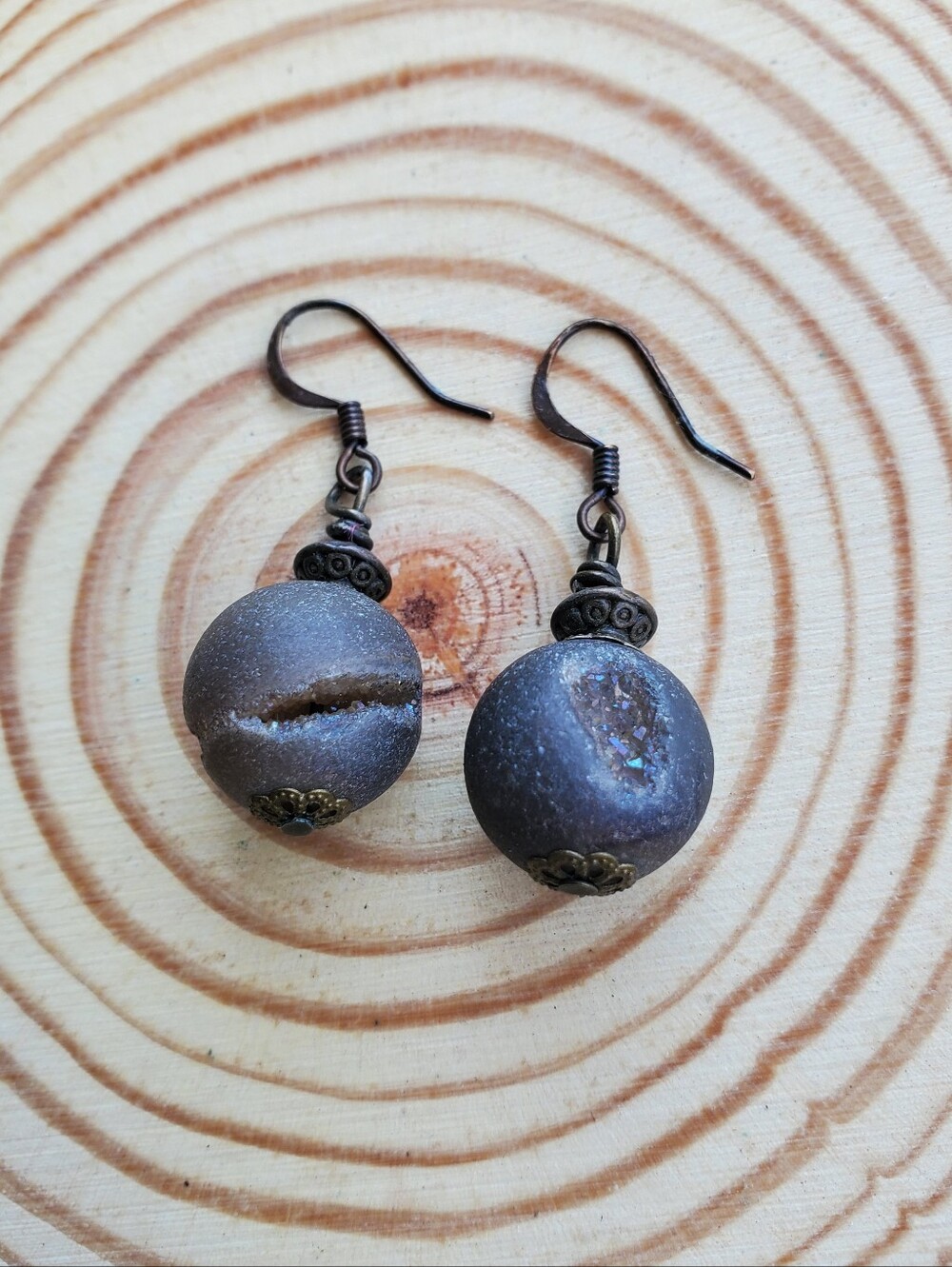 Vtg. RARE Basalt Drop Earrings